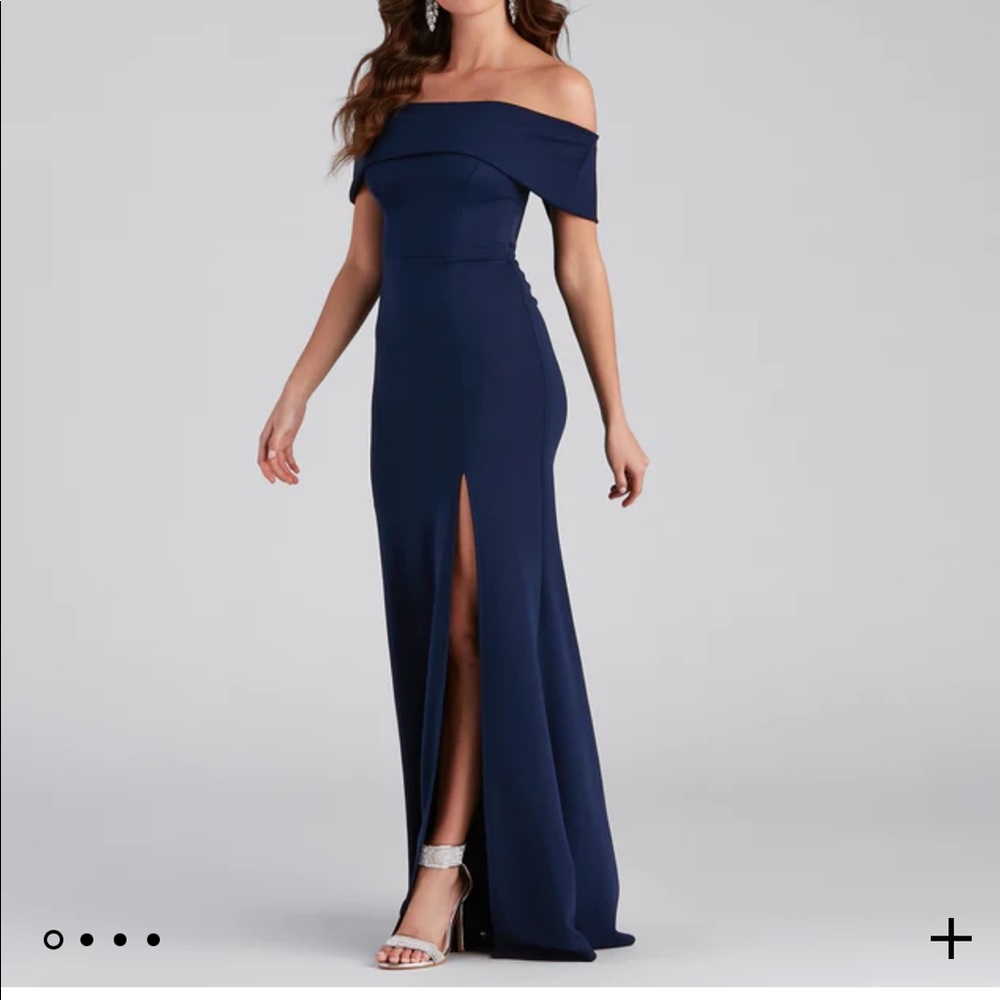 Coralie Off Shoulder Front Slit Dress (Never Worn -NWT!!)